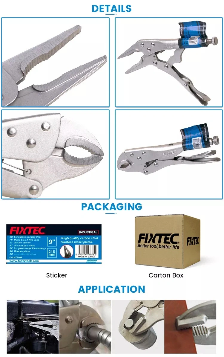 Fixtec 10" 250mm CRV Steel TPR Handle Curved Jaw Locking Pliers with Wire Cutter