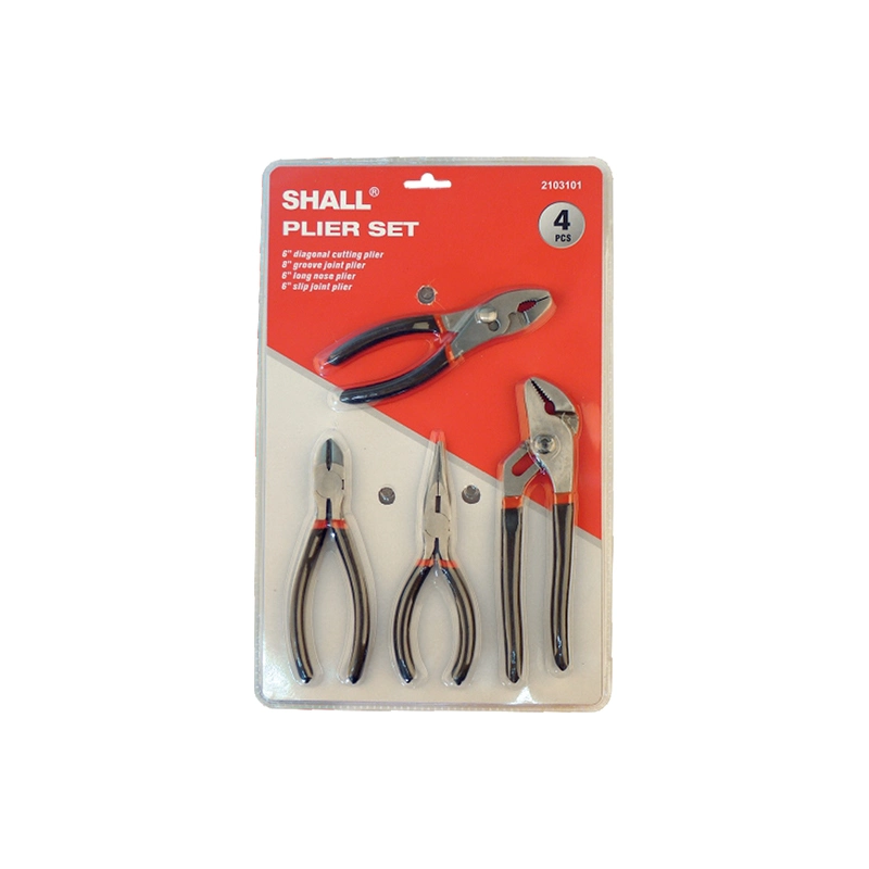 Shall 4PCS Pliers Set Blister Card Package Include Diagonal Cutting Plier Groove Joint Long Nose and Slip Joint Plier