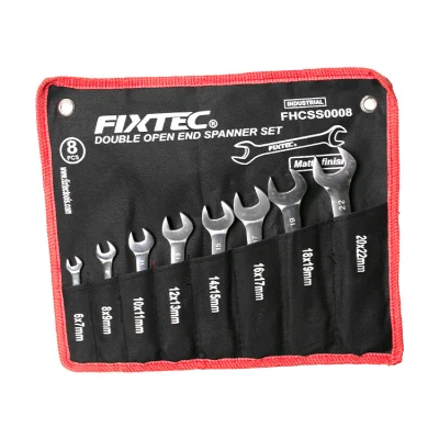 Fixtec 8PCS CRV Juego de llaves de extremo abierto doble Herramientas de mano Juego de llaves